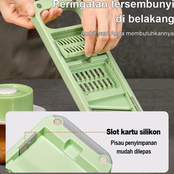 HELU 7in1 Parutan Kentang Dengan 5 pcs Multifungsi Keripik Kentang Alat Buah Pengiris Plastik