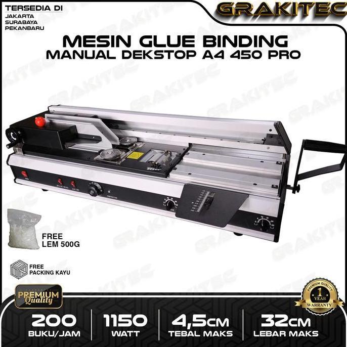 Grakitec Mesin Jilid buku Bending Manual Dekstop A4 450 PRO Jilid Lem Panas