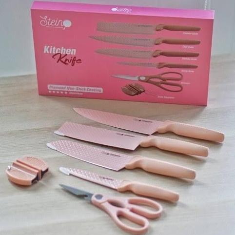 Stein Steincookware Pisau Diamond Knife Set 5 + Knife Sharpener Pisau