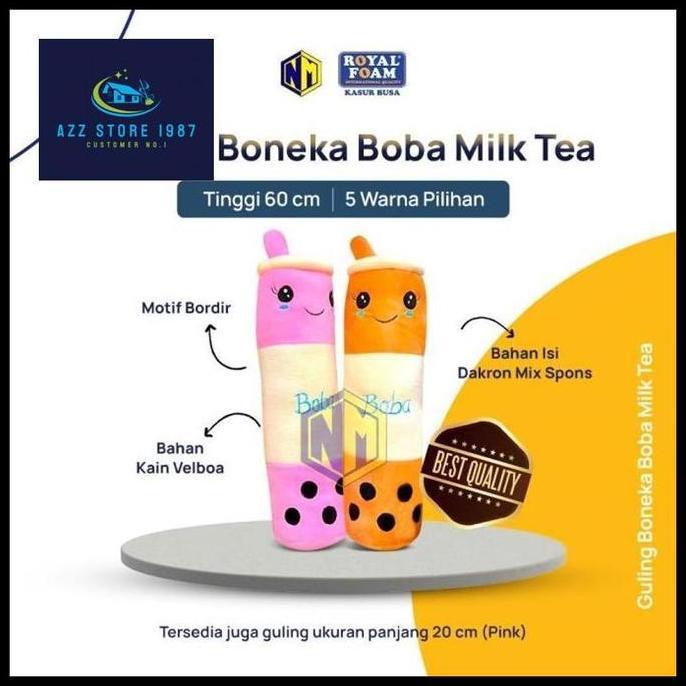 Guling Boneka Boba Milk Tea Kain Halus Tinggi 60cm Guling Boba