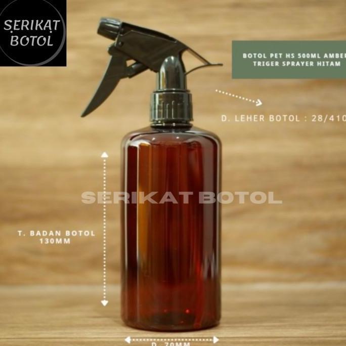 BOTOL SPRAY 500ML TRIGGER TEBAL AMBER COKLAT