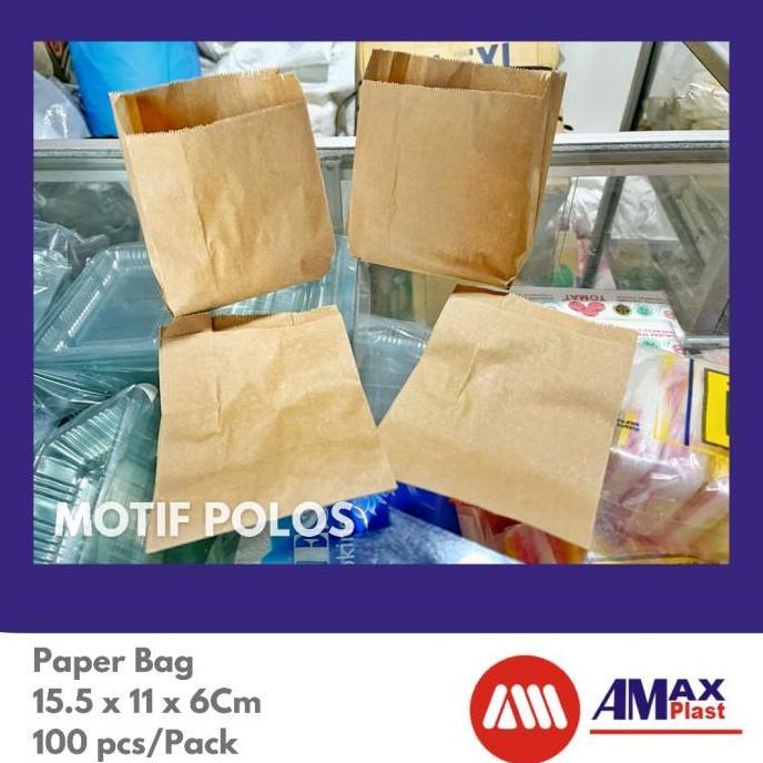 Paper Bag Kantong Kertas Donat Kentang Goreng Coklat Polos