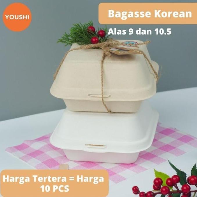 Bagasse Burger Box/ Korean Cake Box/ Bento Cake Box/Box Tart Mini 6"