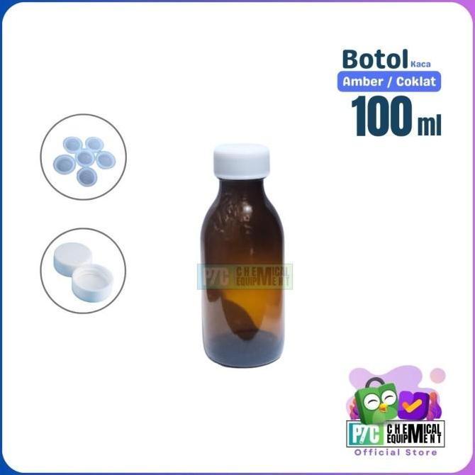 Botol Kaca 100ml | Botol Kaca Coklat 100ml Tutup Ulir Dengan Sumbat