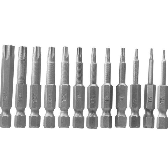 MALUKSHURE Mata Obeng Bintang 12pcs Mata Obeng Torx Mata Obeng Magnet T5-T40 Mata Obeng Kunci Bintan
