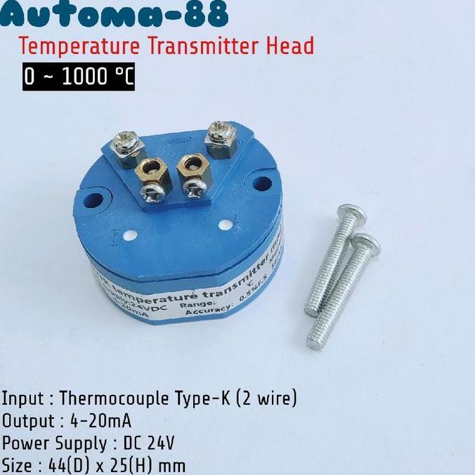 DJEESE Temperature Transmitter Input Thermocouple Type-K Range 0-1000C Output 4-20mA 2 wire 24V 1000