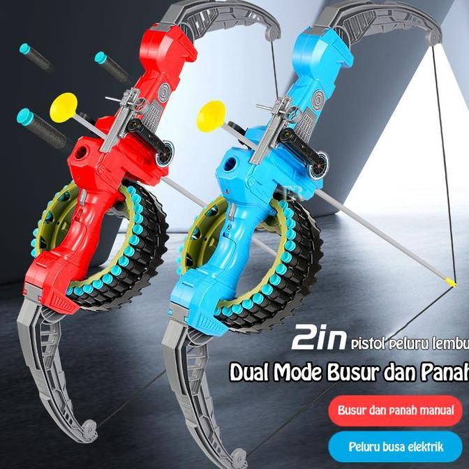 KALGURIO Set Mainan Paket Lengkap Dual Mode Anak Busur Panah Crossbow dan Shot