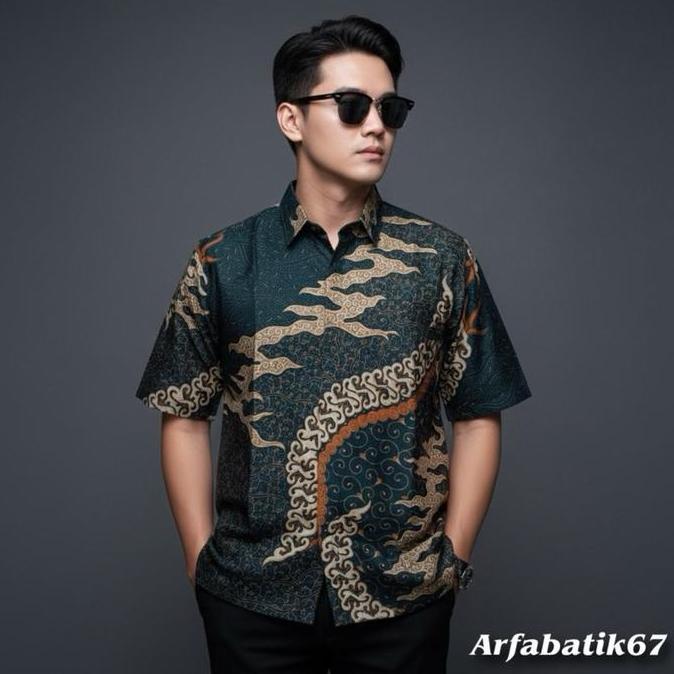 CAKRA HIJAU EMERALD Kemeja batik pria lengan panjang katun prima premium lapis furing hero ready ser