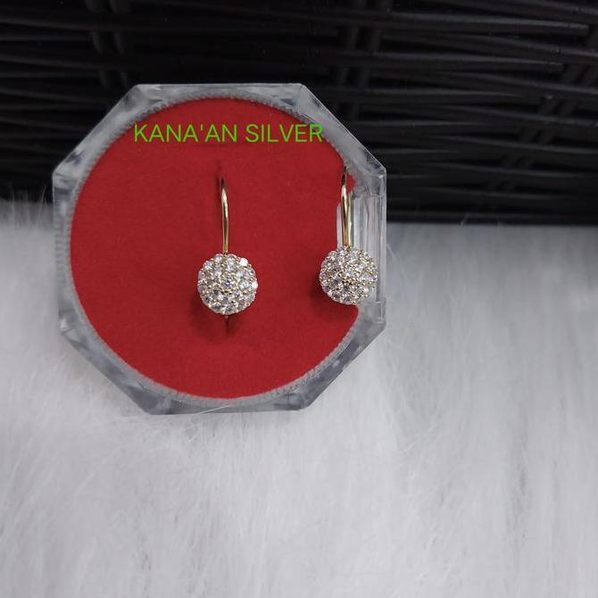 anting perak kait bulat rosegold perak asli 925 lapis emas kuning