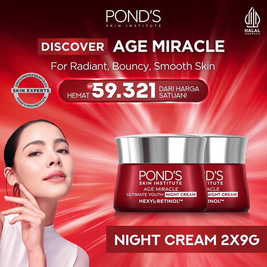 [BELI 2 LEBIH HEMAT] Pond's Age Miracle Night Cream 9gr x2 | Hexyl-Retinol | Amplify Collagen Produc