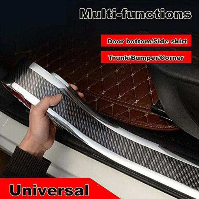 Premium Strip Sill Guard Karet Serat Karbon untuk Mobil Strip Karet