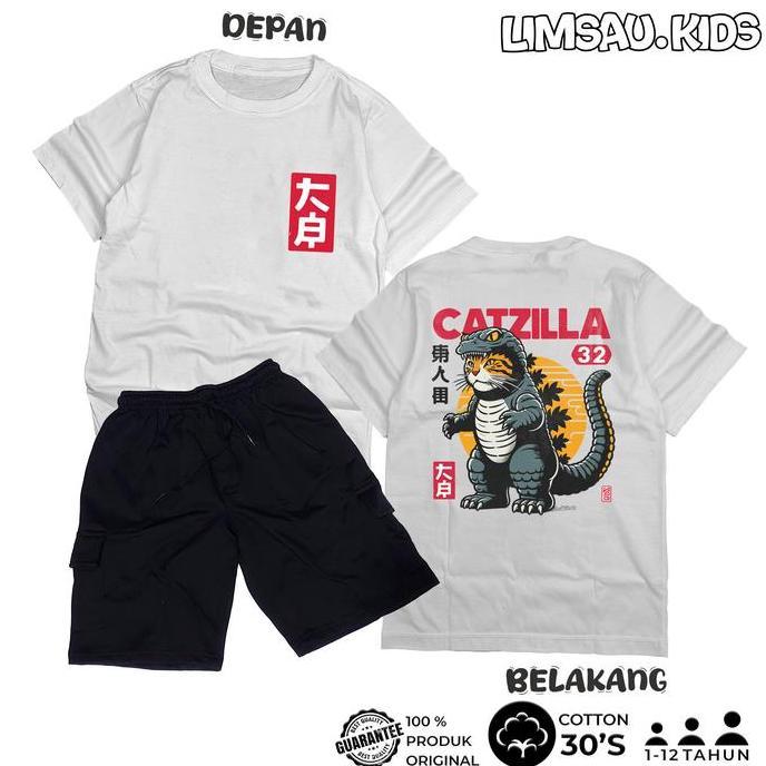 Setelan Kaos Anak Laki Laki Import Sablon Depan Belakang Bahan Katun 30s Usia 1 - 12 Tahun Kids Pars