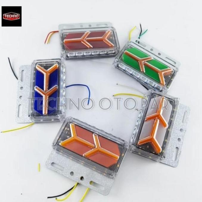 Lampu Led Samping Bak Truk 24v Model Pesawat 3 Warna Sein Running