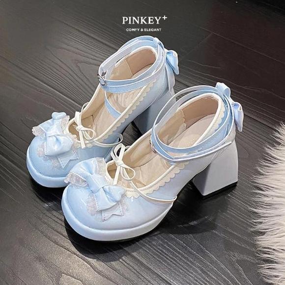 PINKEY P366 Sepatu Hak Tinggi Tampil Cantik Korean Style Import Platform Hak Tebal Shoes Heels Wanit