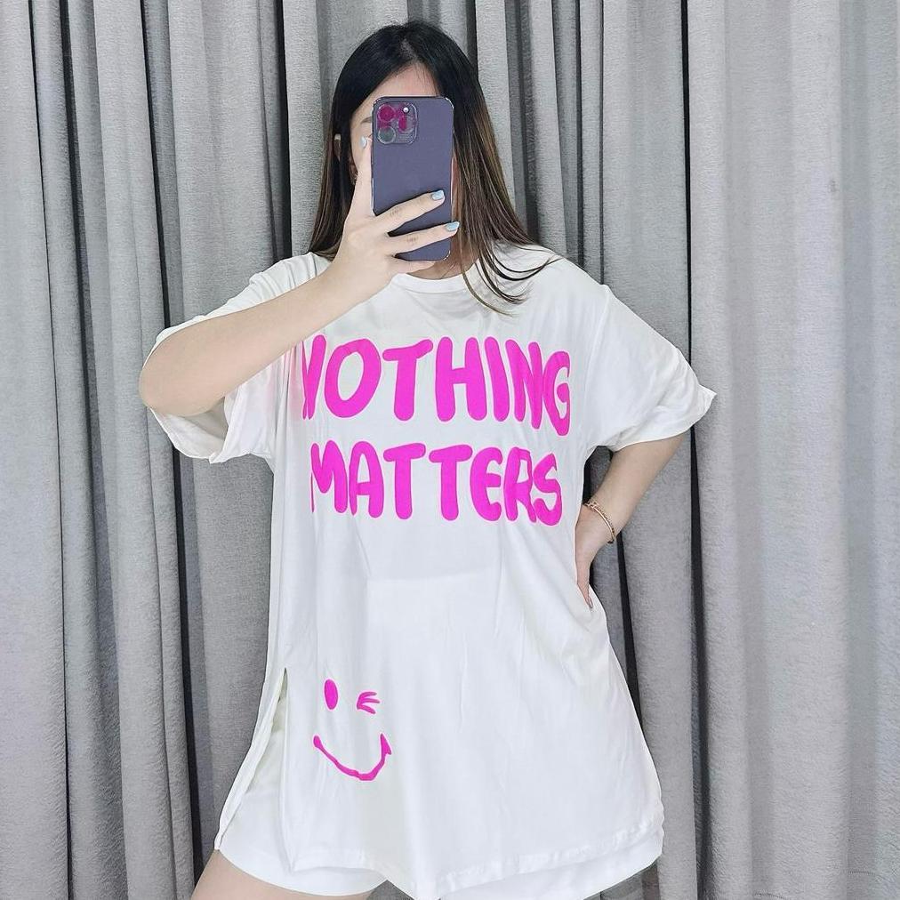 KUALITAS SUPER KAOS OVERSIZE NOTHING MATTERS OVERSIZE TSHIRT WANITA LENGAN PENDEK