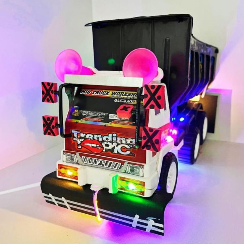 Hemat Mainan Mobil Truk Oleng Modifikasi Dump Truck Pasir Plastik Keren Miniatur Tronton Anak Laki-L