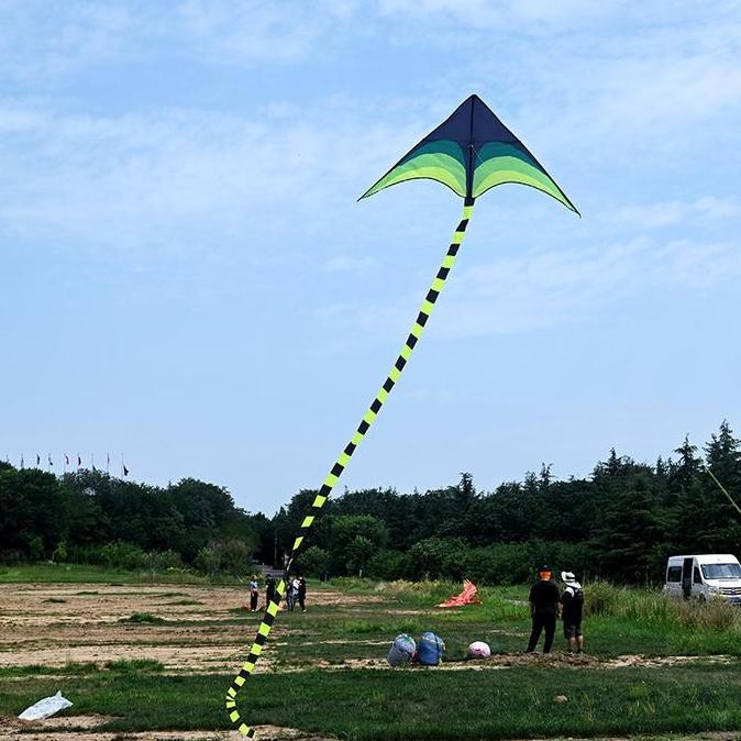 Mainan Layangan Anak Besar Jumbo Layang Panjang Ekor Hijau Biru