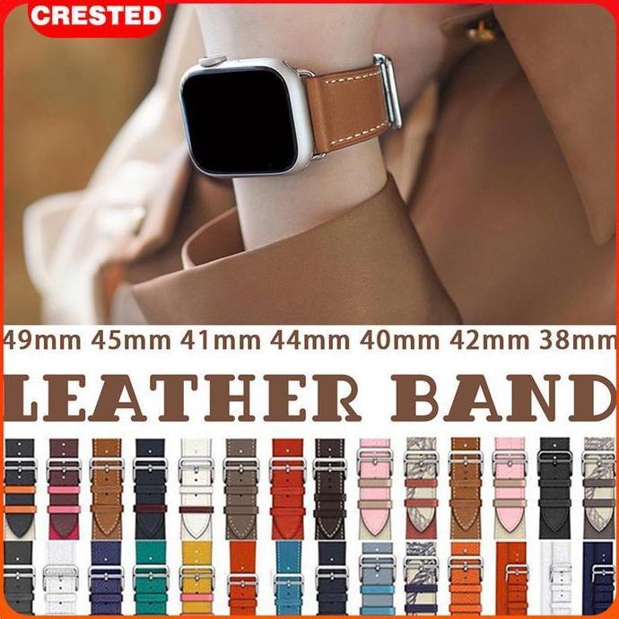 Leather Strap Band for Apple Watch Ultra 2 49mm 9 8 7 45mm 41mm 6 SE 44mm 40mm 38mm 42mm Single Tour
