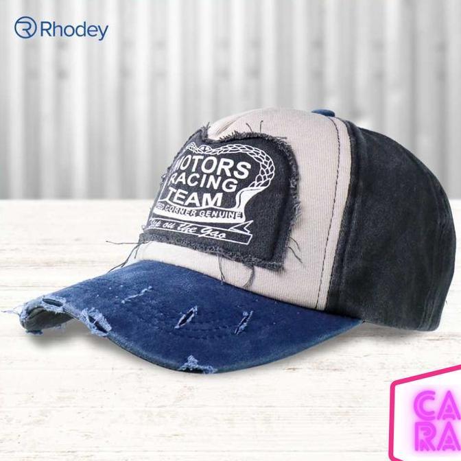 GIRARDY Topi Baseball Pria Jeans Motif Sobek Motors Racing NM261