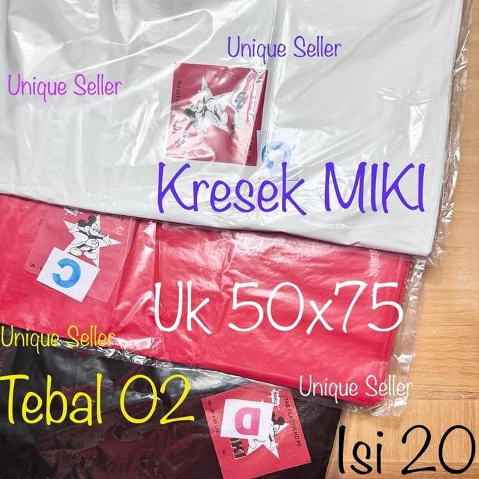 Obuyonjo- [Isi20] Kresek Miki 50X75 Tebal 04 Merah Putih Hitam / Kantong Plastik Sampah Besar Jumbo 