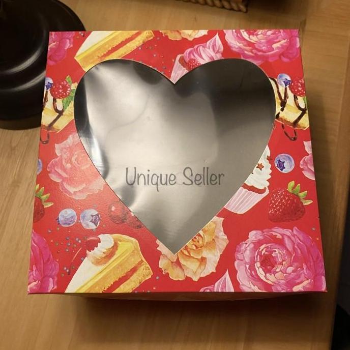 Ebyokurwa- [Isi10] Dus Box Kotak Kue Tart Lamaran 22X22X10 Tutup Hati Uk 22 22X22