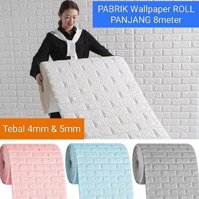 Okushonga- Wallpaper Dinding 3D Bata Roll / Wallpaper Bata Roll 8 Meter