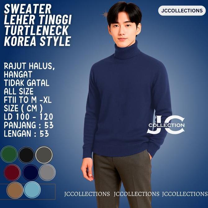 Untere- Sweater Turtleneck Rajut Korea Pria Rajut Knitting - Jcfashion