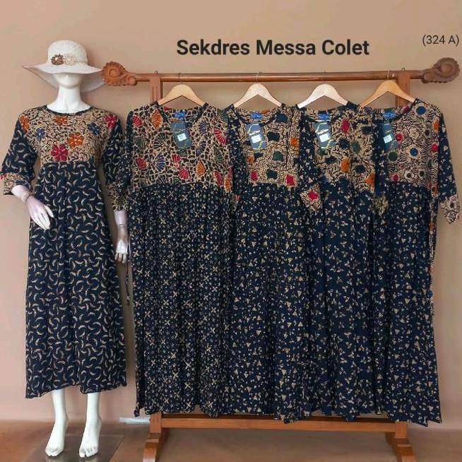 Sekdress Messa Batik Sekdress Messa Batik Banyu Biru Ld 120 Pekalongan Lengan
