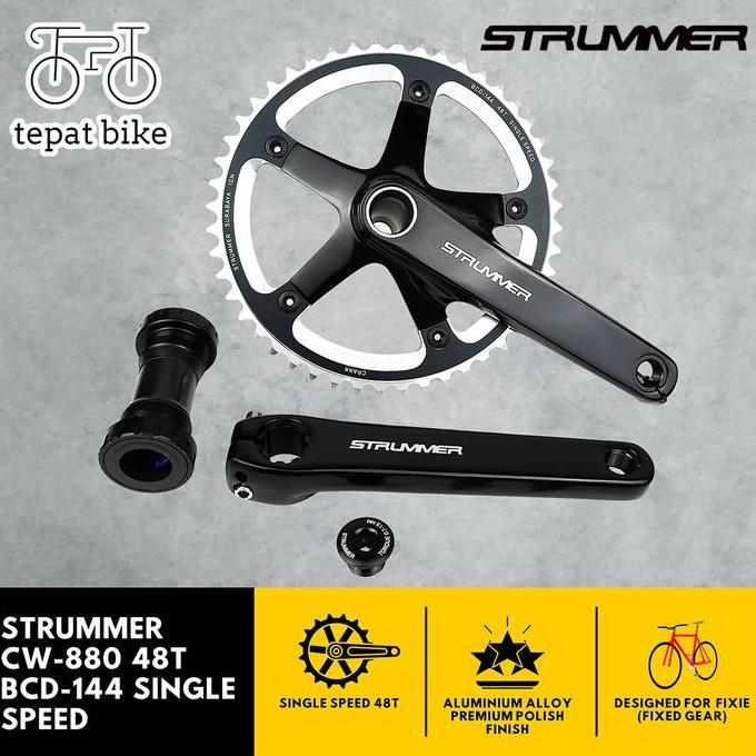 Kualitas Terjamin Crank Set Strummer Cw-880 Bcd-144 48T Hollowtech 2 Fixie Single Speed / Crank Ht2 