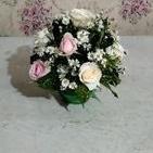 Bunga rangkaian vas kecil bunga mawar asli dan fresh