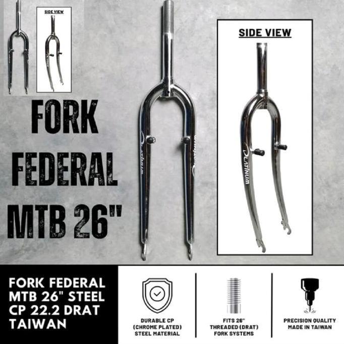 Best Seller Fork 26 Mtb Federal Platinum Classic Cp Chrome Drat Ulir Head Tube Insert 22.2 Rim V Bra