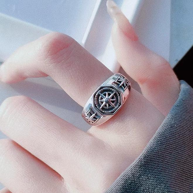 diskon leere -cincin titanium matahari jam starburst bentuk terbuka gaya retro punk ring cincin pria
