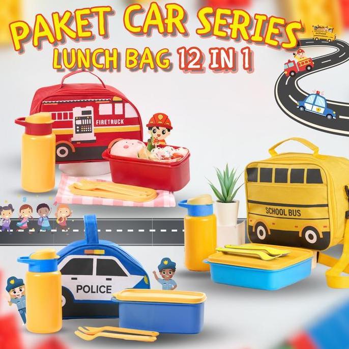 New [Cod] [Bts] Moderno Paket Car Series Lunch Fit Box Set Of 12 Pcs (Kotak Makan / Tempat Bekal Den