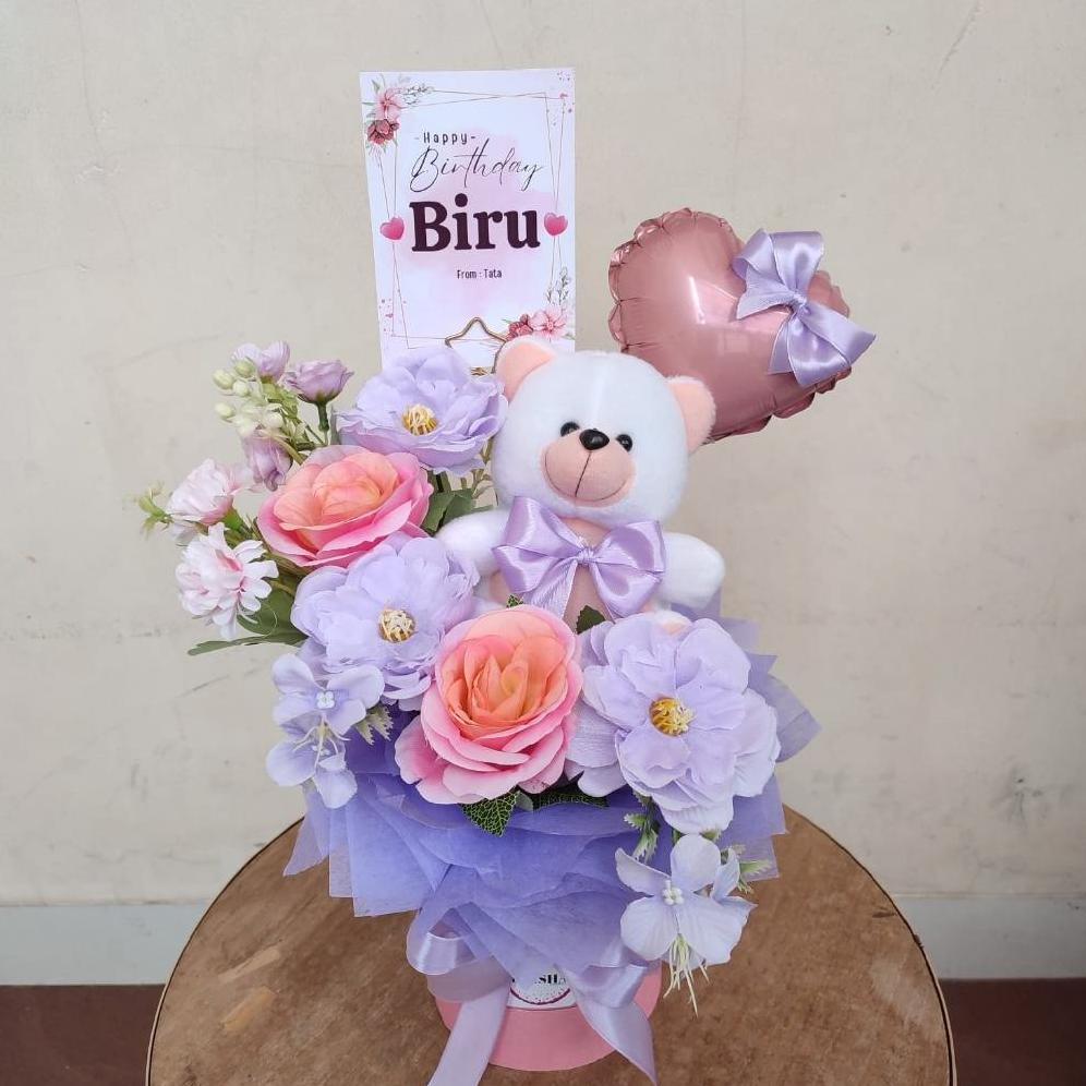 Bloom Box Bunga Balon Foil Buket Wisuda Ulang Tahun Buket Bunga
