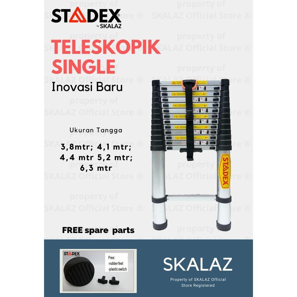 Tangga Lipat Aluminium Teleskopik 4.4M Single Telescopic Merk Stadex