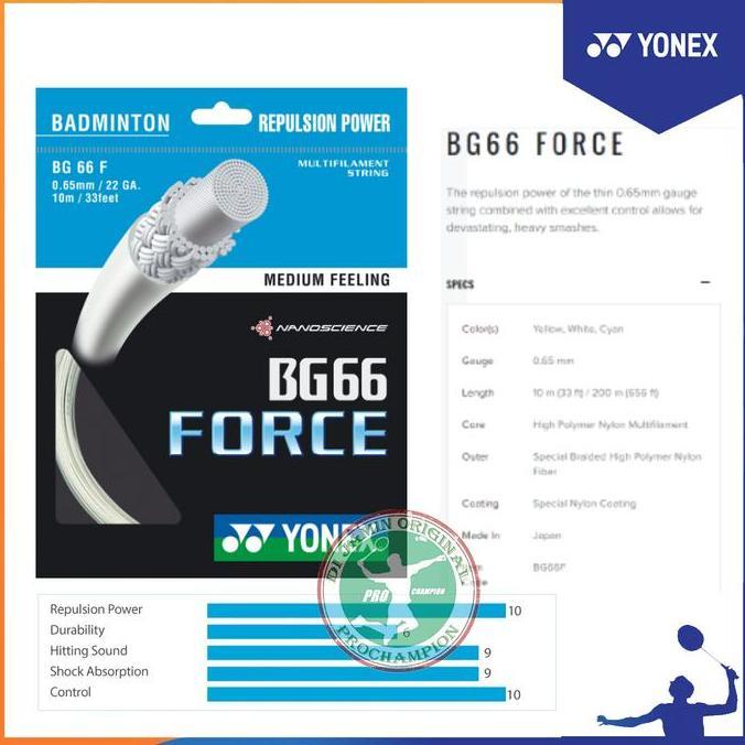 SENAR BADMINTON - YONEX BG66 BG 66 FORCE - ORIGINAL