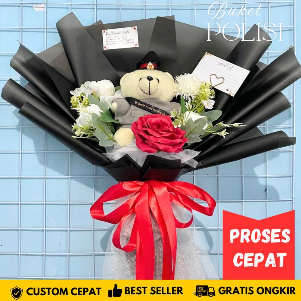 Buket Bunga Polisi Akpol Inauguration POLRI Bayangkara BRIMOB Kado Boneka Profesi Pelantikan Kenaika