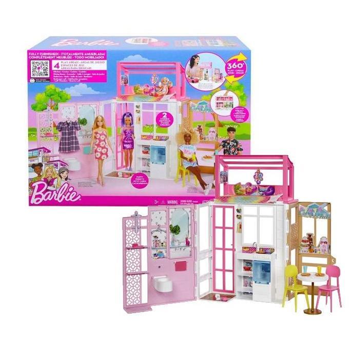 Barbie Mattel Mainan Rumah Boneka Furnished Multi-Level Dollhouse Playset