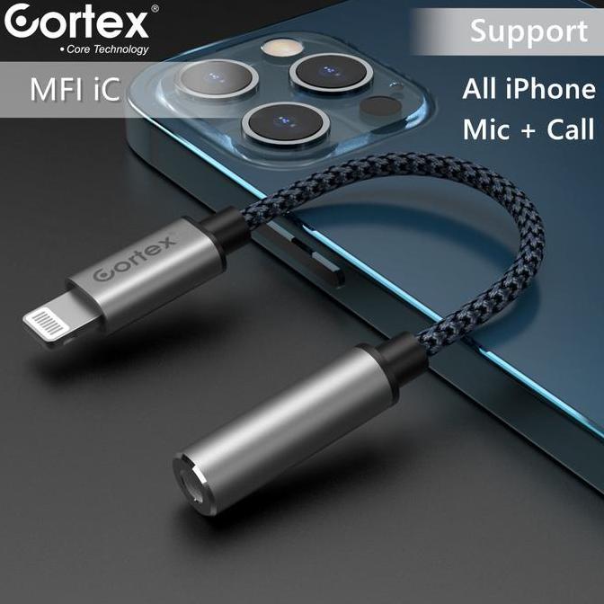 TERBARU - Cortex MH220 Splitter iPhone Converter lightning to jack HEADSET ORI
