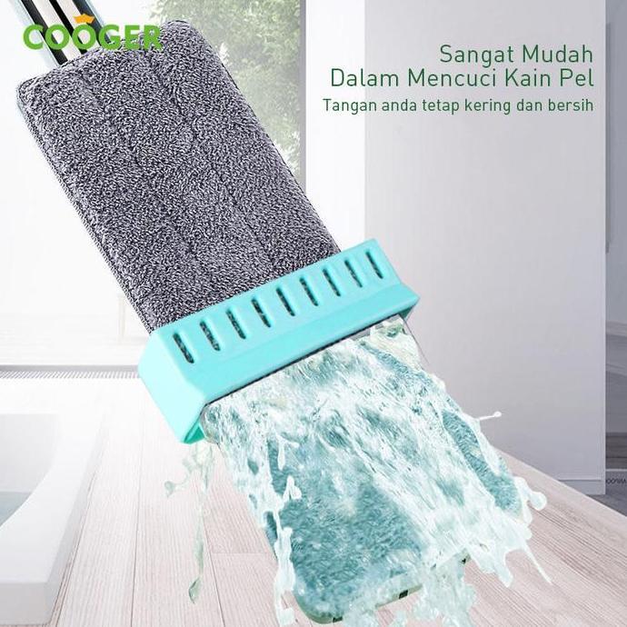 COOGER Alat Pel Kain Microfiber Standing Mop Alat Pel Praktis Foldable