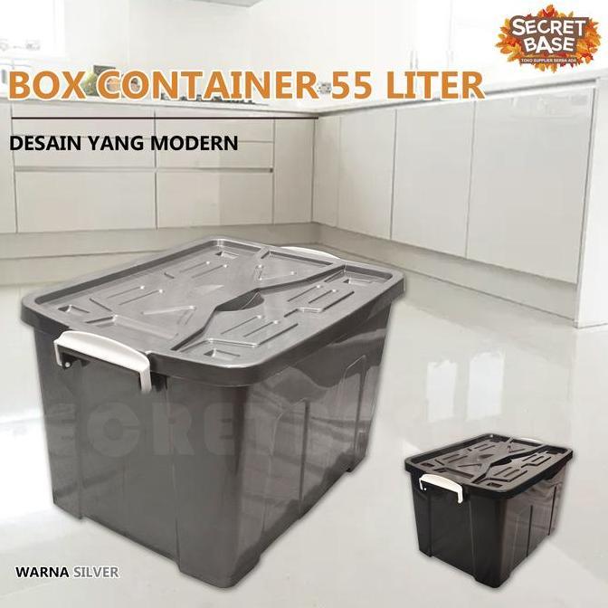 BOX CONTAINER 55 LITER + RODA - Kontainer Box Plastik / Container Box