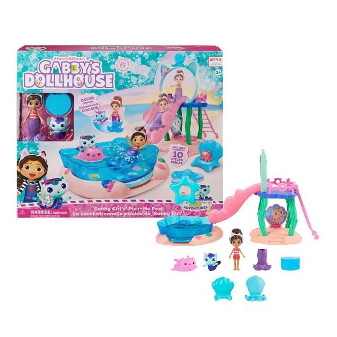Gabbys Dollhouse Purr-ific Pool Color-Changing Mermaid Tails Playset