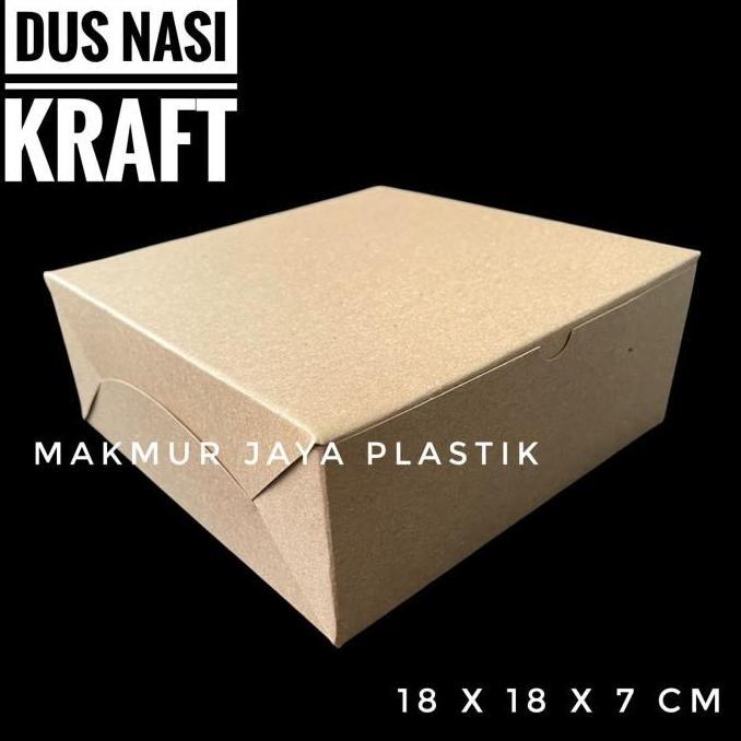 [ DUS NASI KOTAK 18 x 18 KRAFT ] BOX HAJATAN POLOS COKLAT