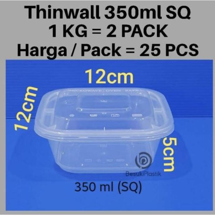 Thinwall 350ml SQ / Thinwall 350ml Kotak Persegi / Kotak Thinwall 350m