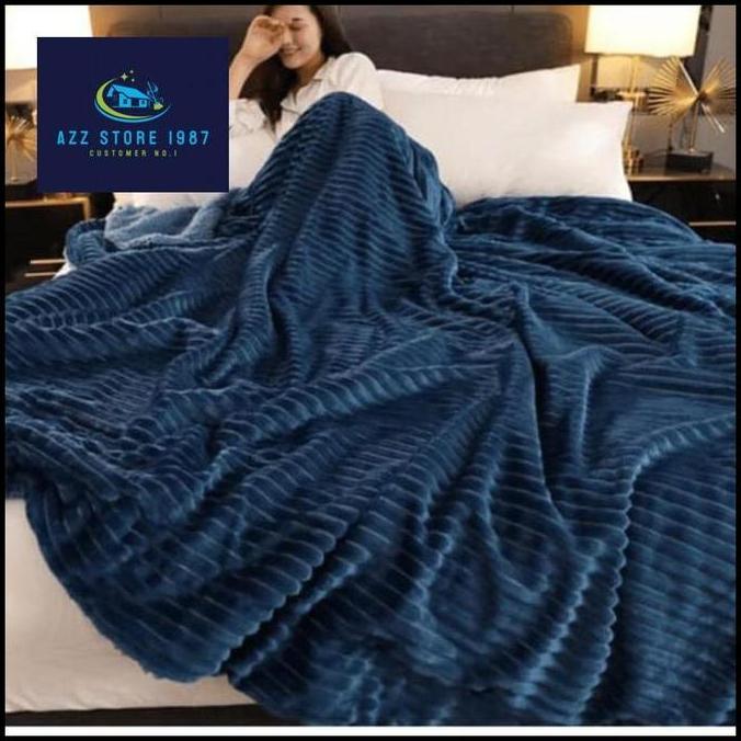 Selimut Bulu Halus Tebal Selimut Polos SALUR LIST Selimut Dewasa Jumbo