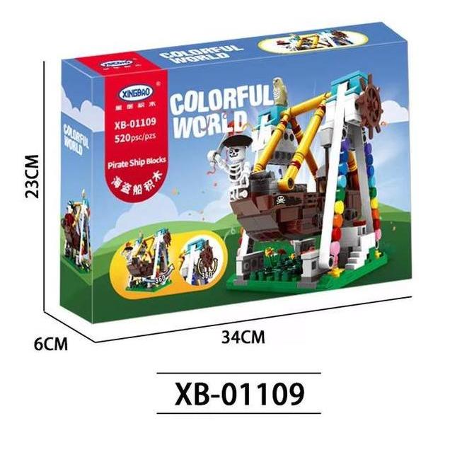 XingBao Bricks Toy Colorful World Pirate Ship Blocks Kids Building Blocks Set 520pcs Bricks