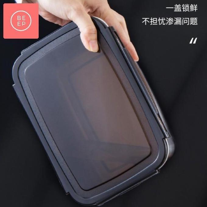 Kotak tupperware stainless foodgrade makanan penutup klip kedap udara