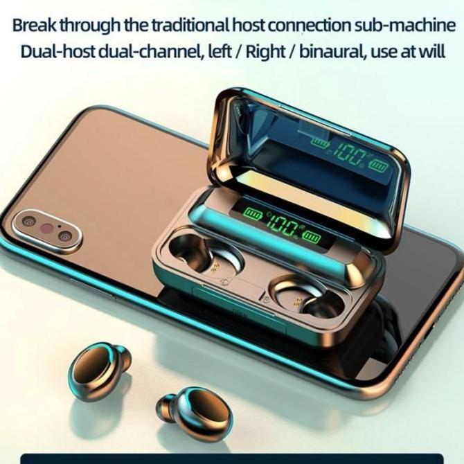 HEADSET BLUETOOTH TWS F9-5 EARPHONE HEADSET BLUETOOTH SMART DISPLAY WITH POWER BANK
