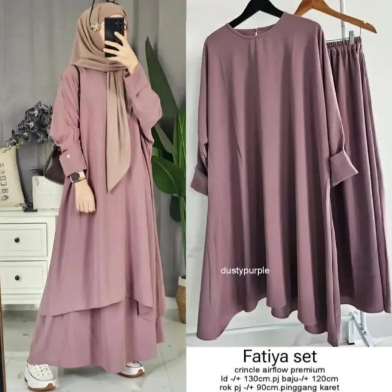 Promo Gamis Fatiya Crincle Airflow Ld 110//Fatiya Longset Gamis Premium//Gamis Wanita Kekinian Terba