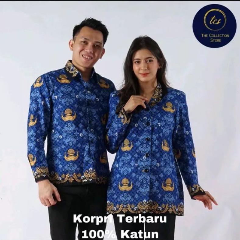 Mulus Batik Korpri Terbaru 2022, Batik Korpri Pria, Batik Korpri Wanita, Batik Korpri Kerah Hitam, S